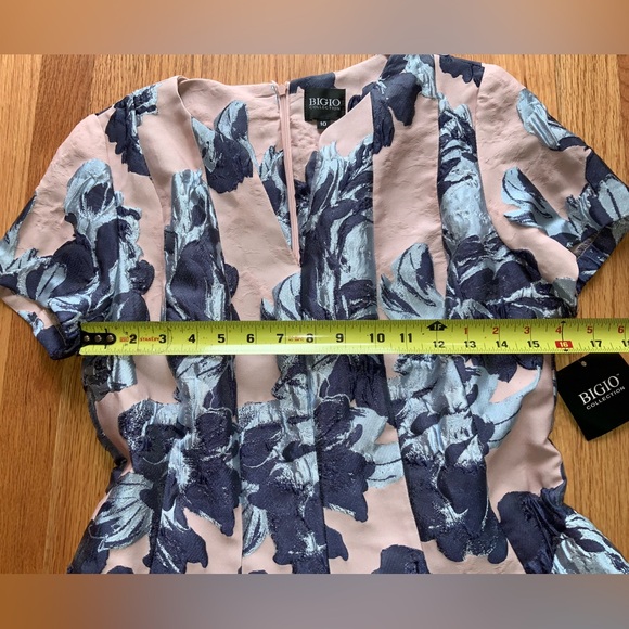 NWT BIGIO collection Sz 10 pink/Blue Floral Midi Dress - Picture 3 of 11